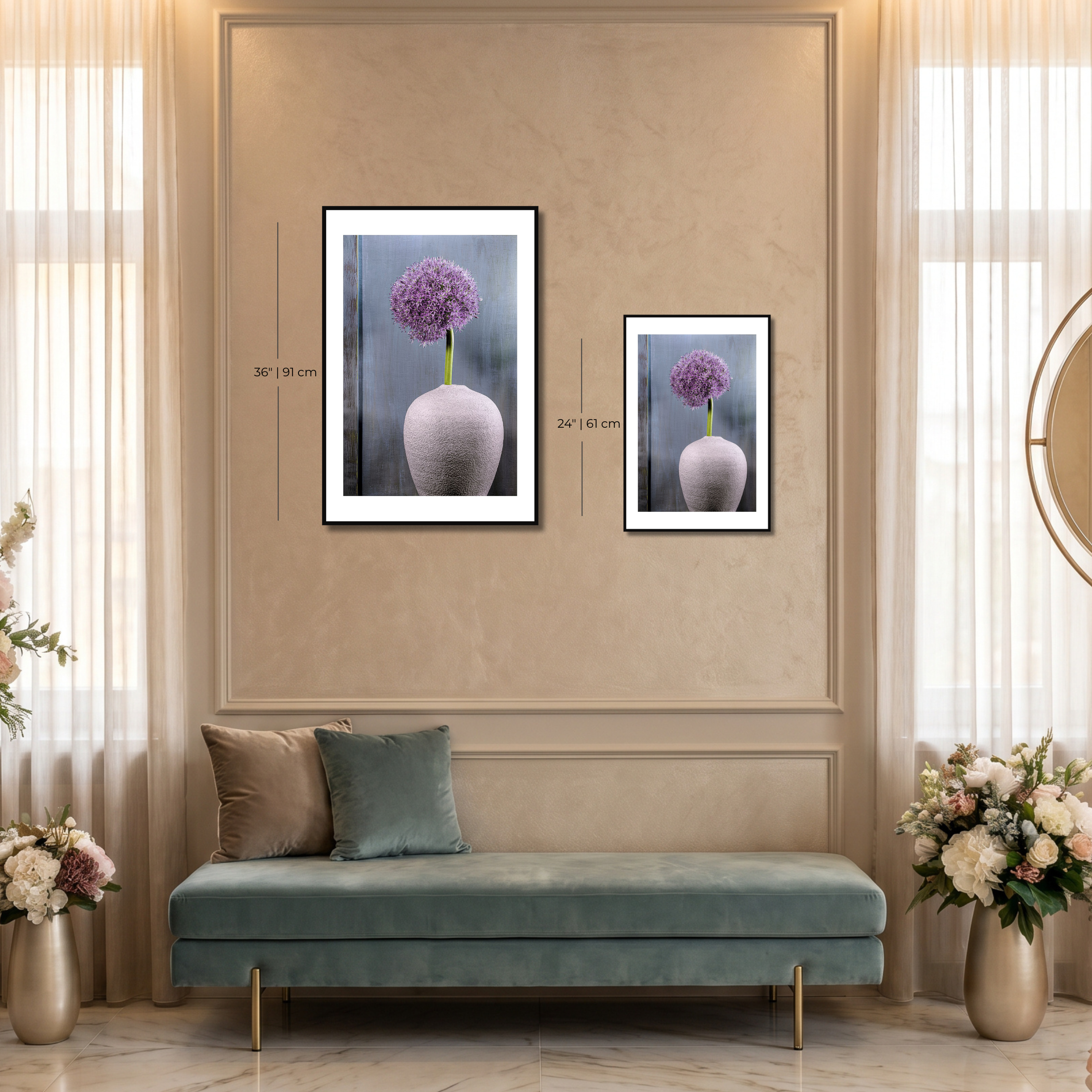 Ornamental Allium – Fine Art Photography by Ivo Tizin - Wall Art - Limited Edition High Quality Print - Black Frame