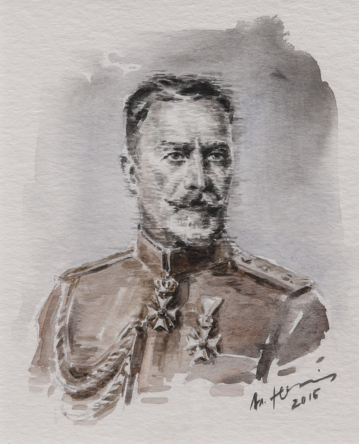 Gen. Vladimir Vazov, watercolor portrait by Alexander Yuzev