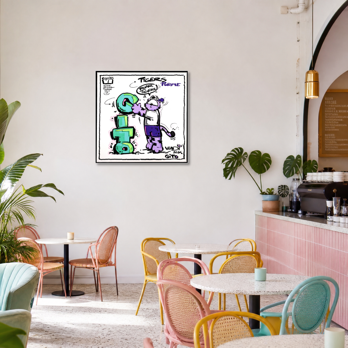 Gito Fine Art Print - Art Vladi Vl Comics - Tigers
A framed art print featuring a colorful cartoon tiger