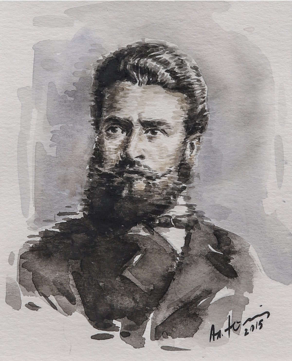 Hristo Botev, watercolor portrait by Alexander Yuzev