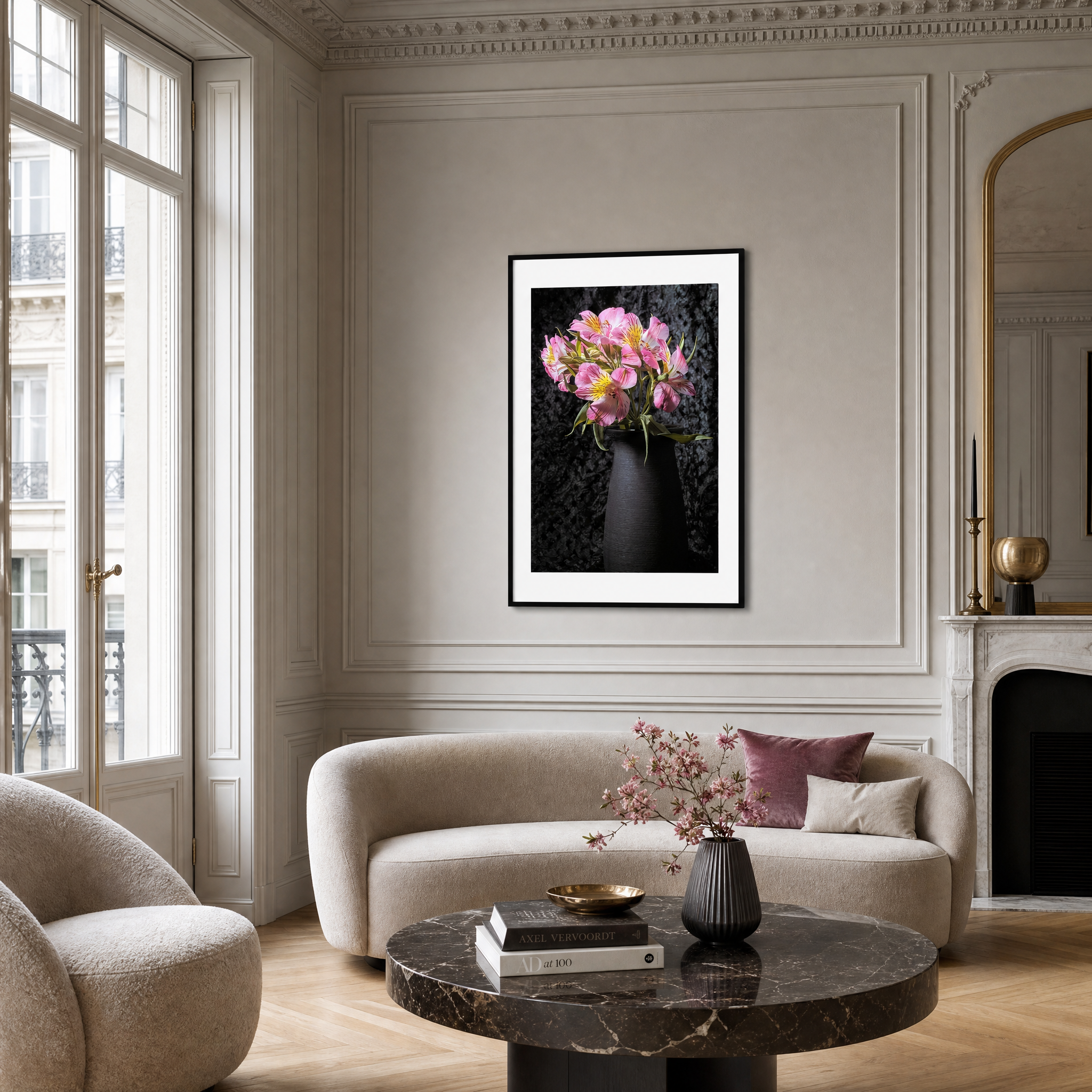 Living room with a sofa, coffee table, and framed artwork on the wall. ~ Fine Art Photography by Ivo Titzin ~ Collectable Wall Art by Gito ~ Limited Eedition