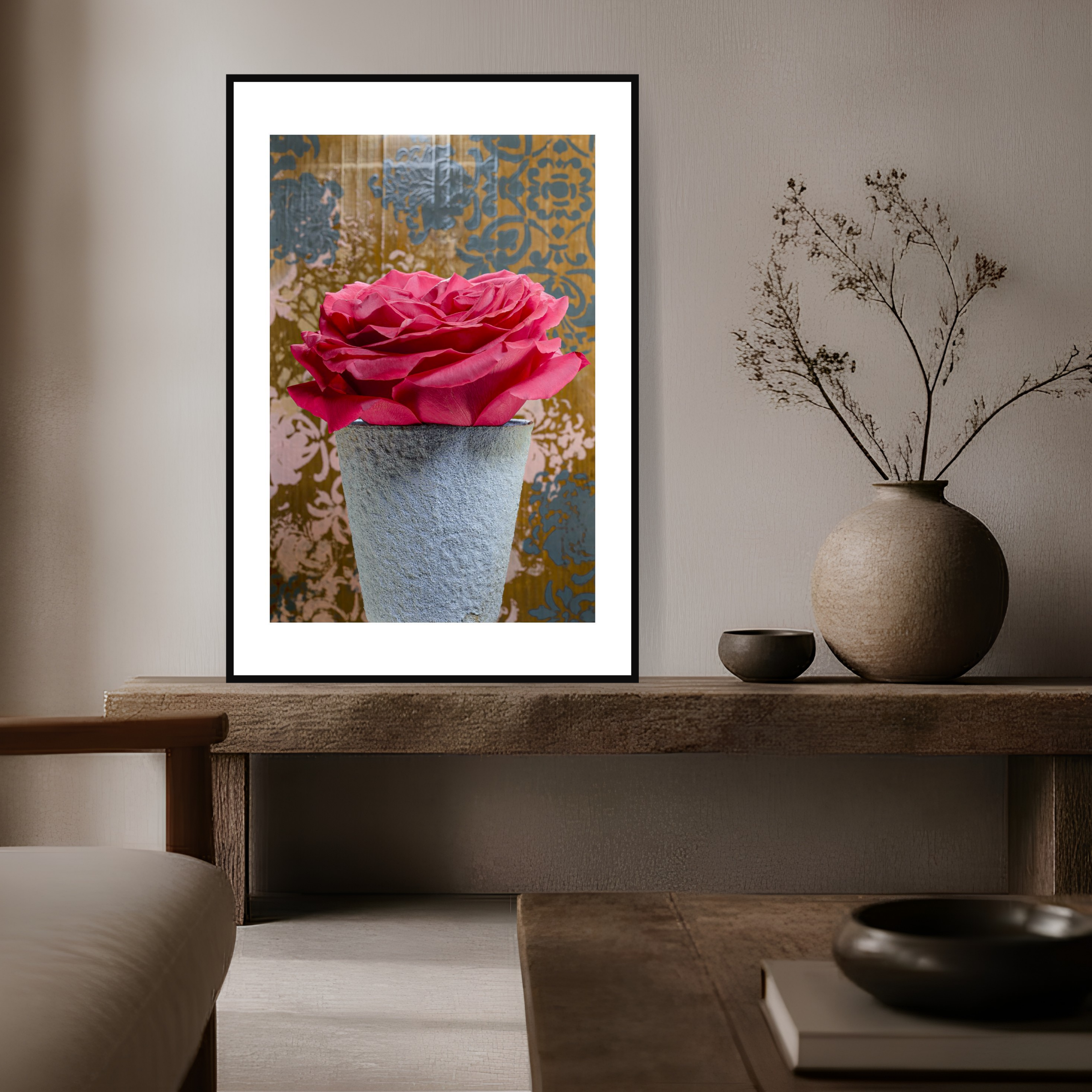 Big Red Rose – Fine Art Photography by Ivo Tizin - Wall Art - Black Frame -Limited Edition