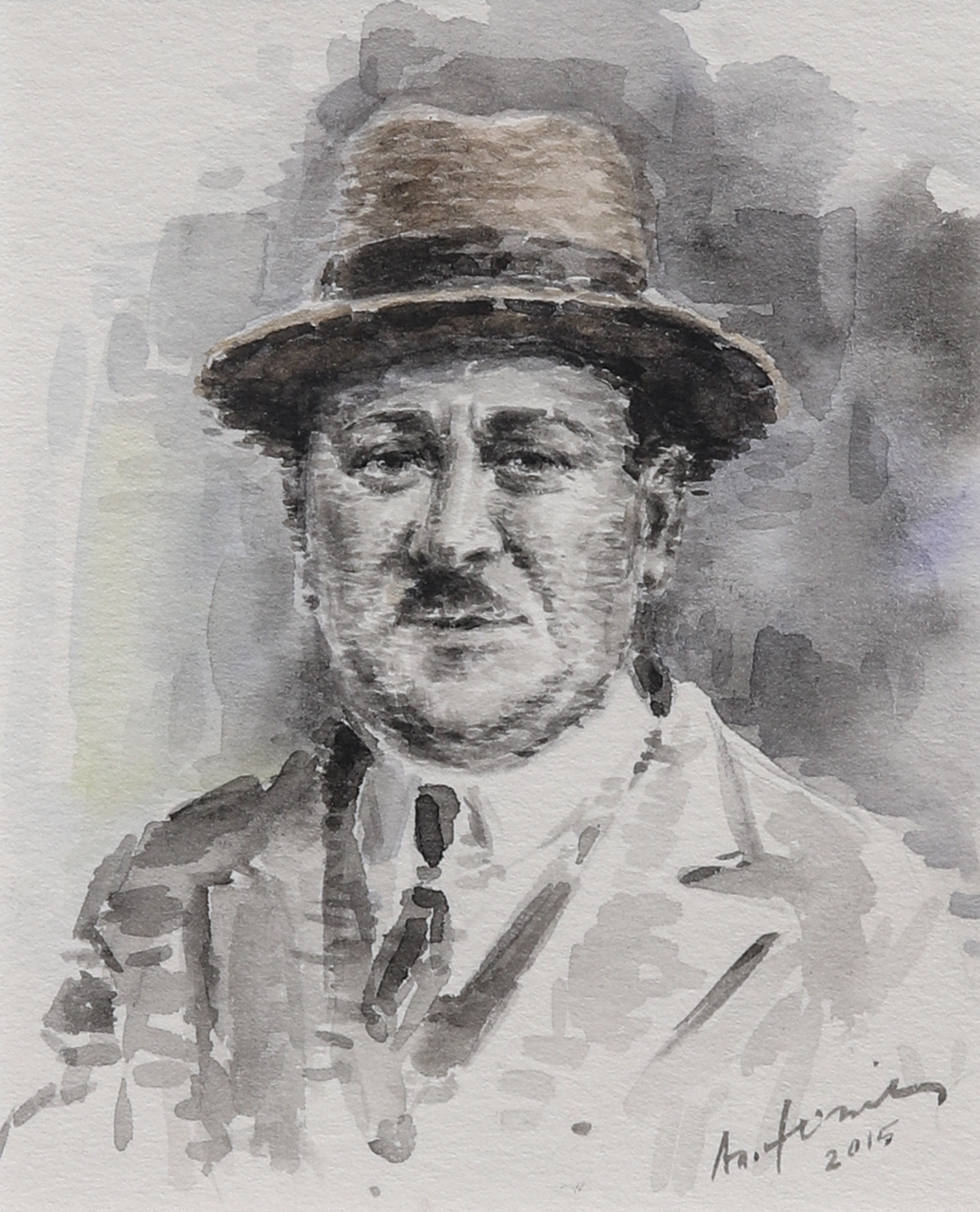 Atanas Burov, watercolor portrait by Alexander Yuzev