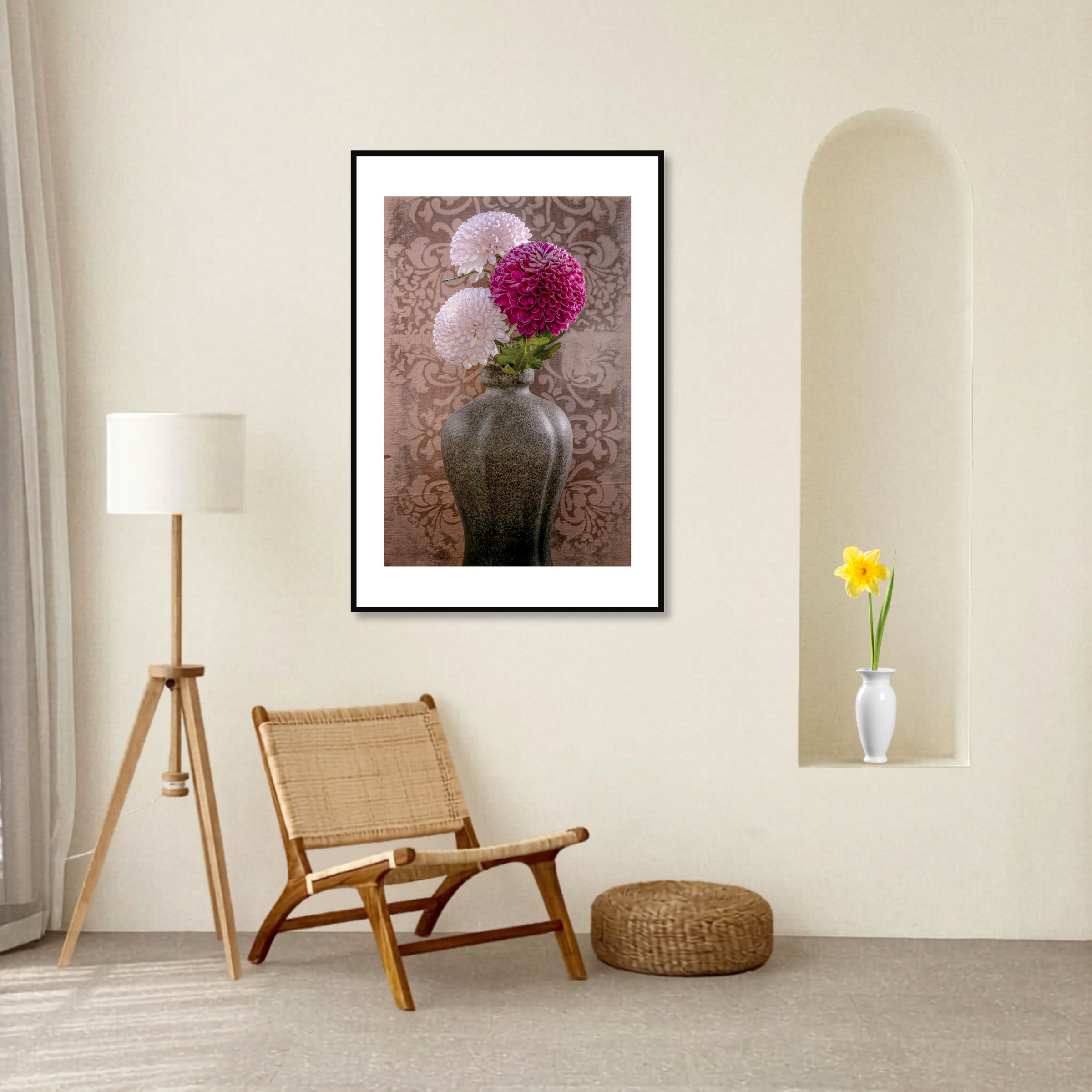 White Chrysanthemum in an aesthetic vase – Fine Art Photography by Ivo Tizin | Wall Art from Gito Art & Decor | Limited Edition