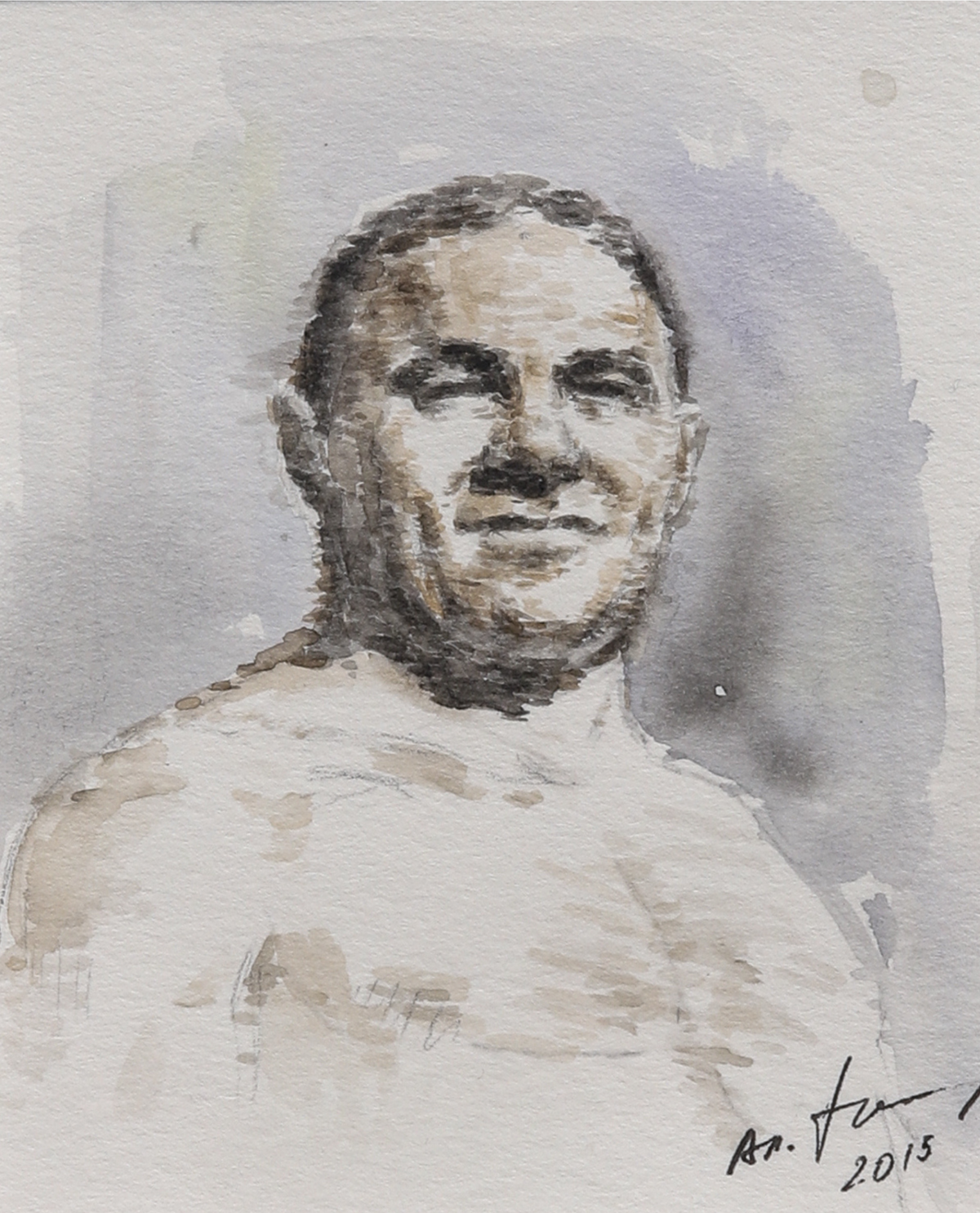 Dan Kolov, watercolor portrait by Alexander Yuzev