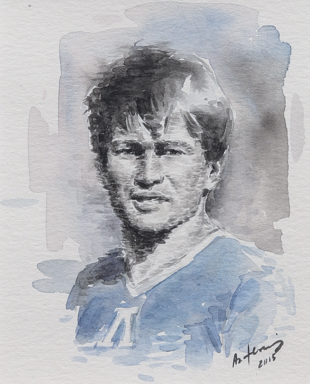 Georgi Asparuhov (Gundi), watercolor portrait by Alexander Yuzev