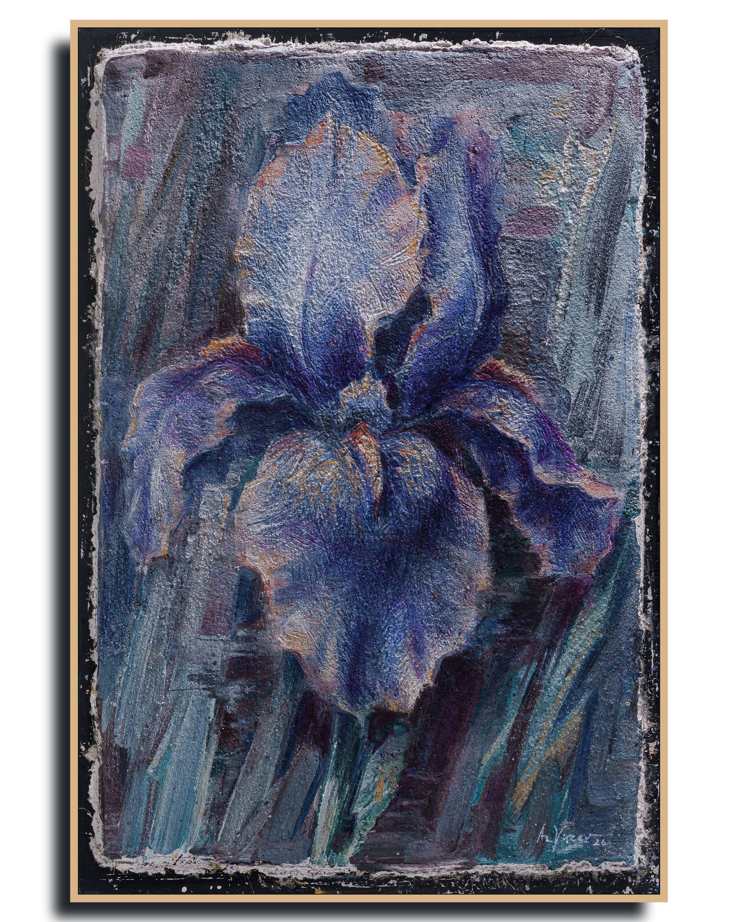 英国 Olga Powell 水彩画「IRIS」額装作品 美術品・アンティーク・コレクション 英国 Olga Powell 水彩画「IRIS