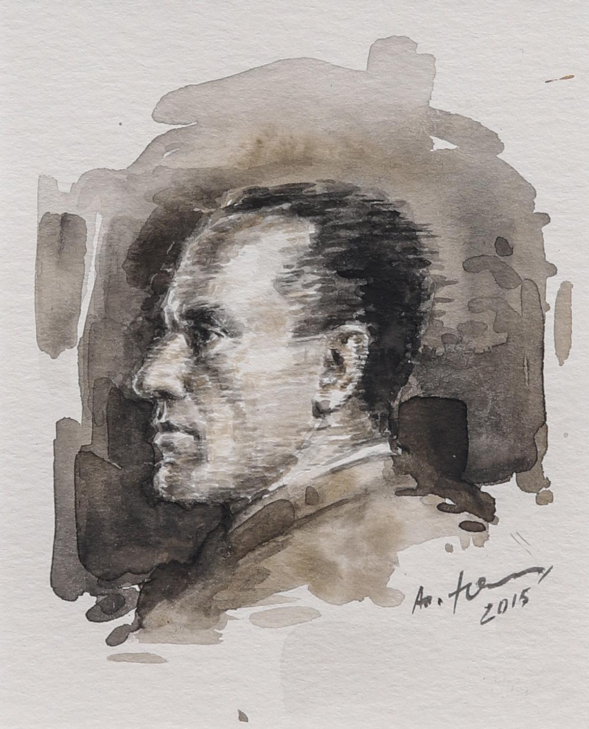 Ivan Geshov, watercolor portrait by Alexander Yuzev