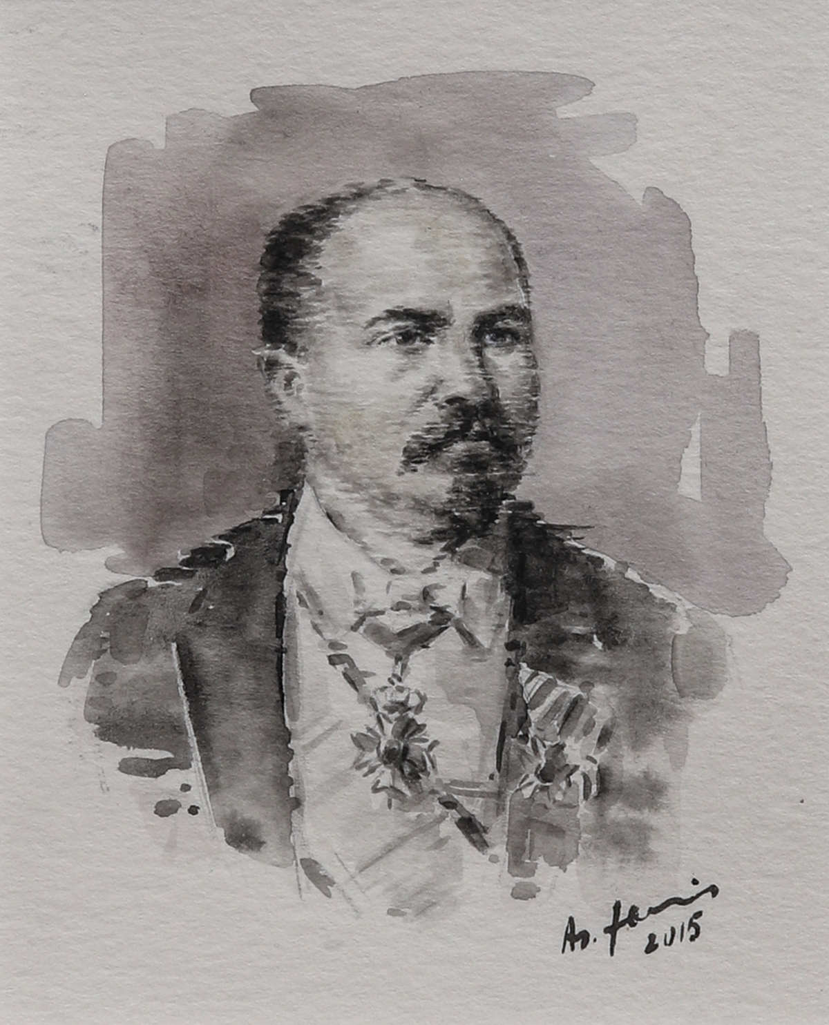 Stefan Stambolov, watercolor portrait by Alexander Yuzev