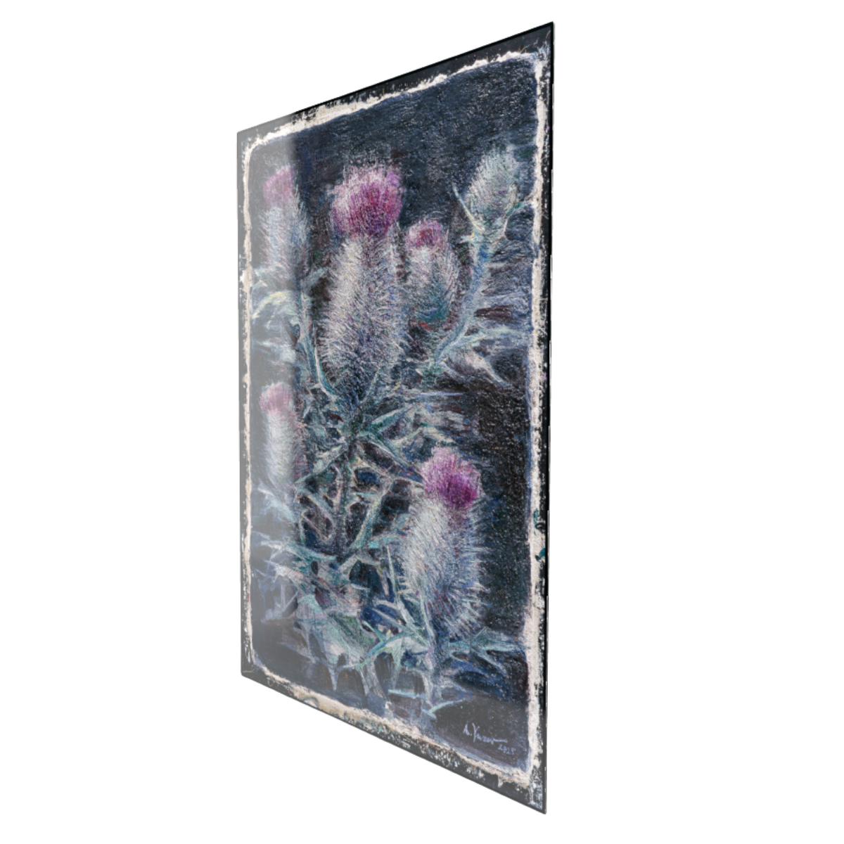 Decorative metal panel with floral design on a white background